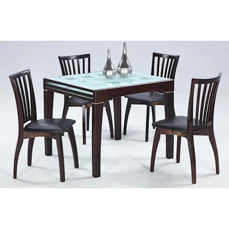 5-Piece Contemporary Solid Oak Dining Table & Side Chair Set